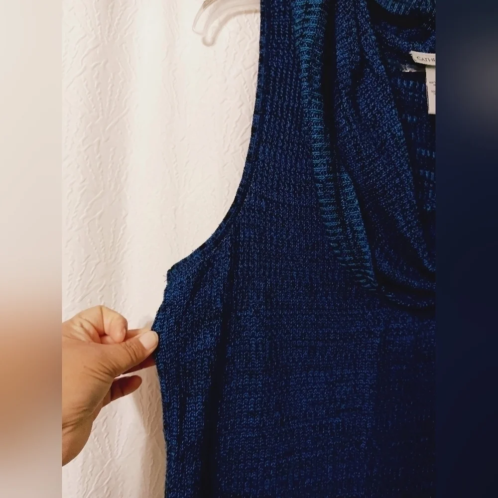 Catherine’s sleeveless Cowl neck sweater  blue & black Size 0X